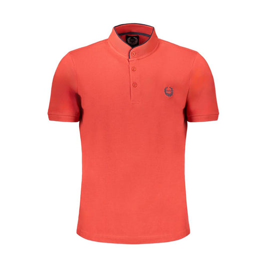 Polo Shirt by Gianmarco Venturi for men in cotton red showcases a sharp silhouette, detailed with a refined mandarin neckline and sharp for a sophisticated finish.