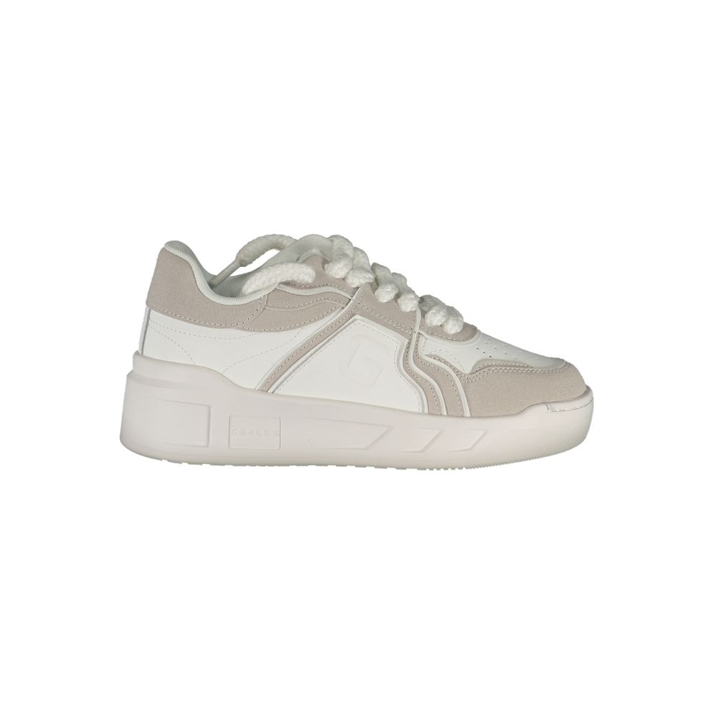 Athletic Sneakers by Gaelle Paris for women in polyester white presents a sleek silhouette, perfectly capturing the athletic style essence of Women's Athletic Polyester Sneakers with its sleek design and premium finish.
