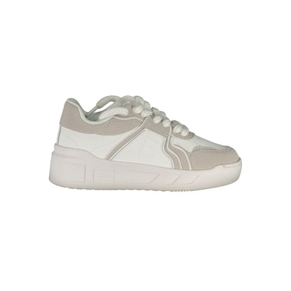 Athletic Sneakers by Gaelle Paris for women in polyester white presents a sleek silhouette, perfectly capturing the athletic style essence of Women's Athletic Polyester Sneakers with its sleek design and premium finish.