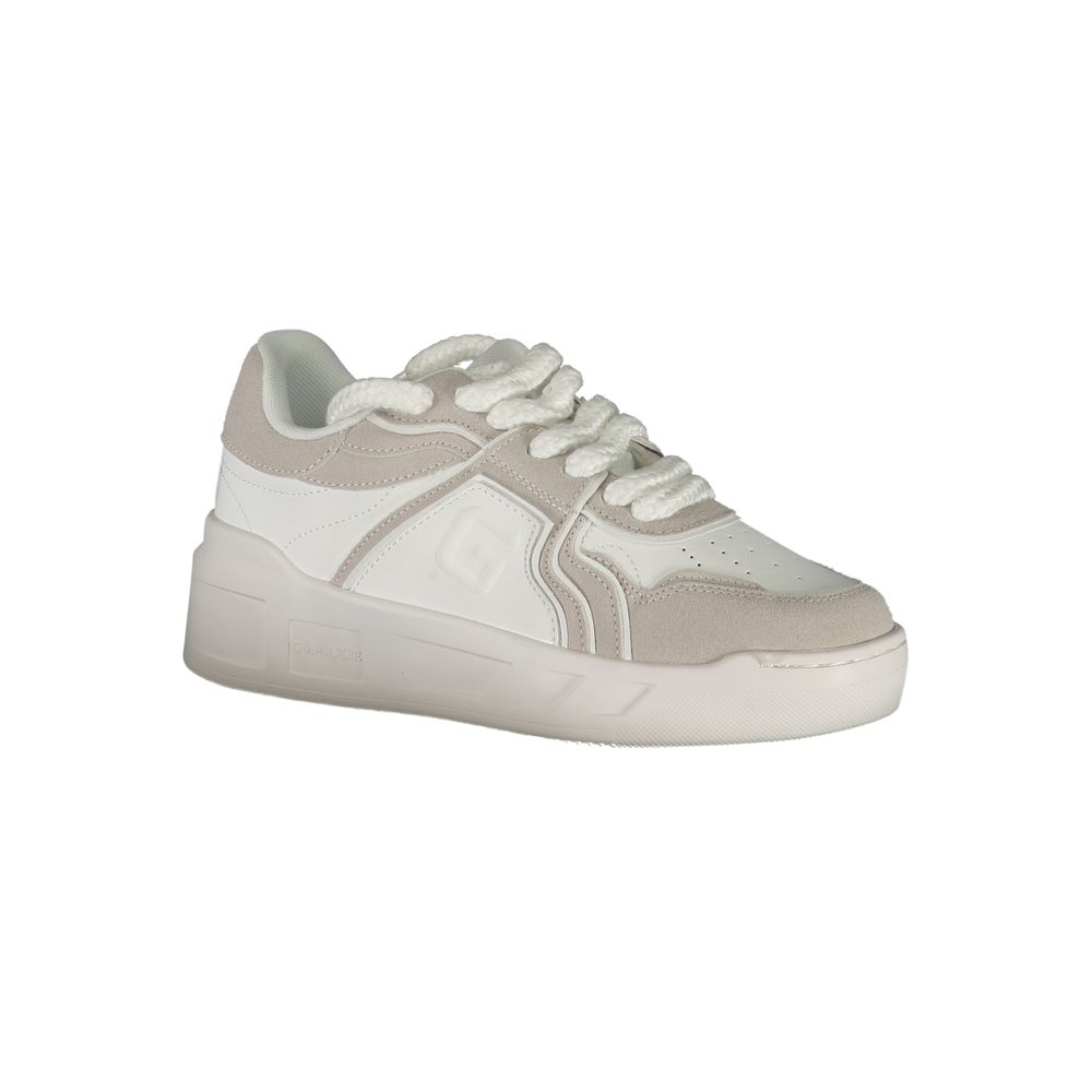 Athletic Sneakers by Gaelle Paris for women in polyester white features an architectural silhouette, showcasing the premium athletic style of the Women's Athletic Polyester Sneakers with an architectural finish.