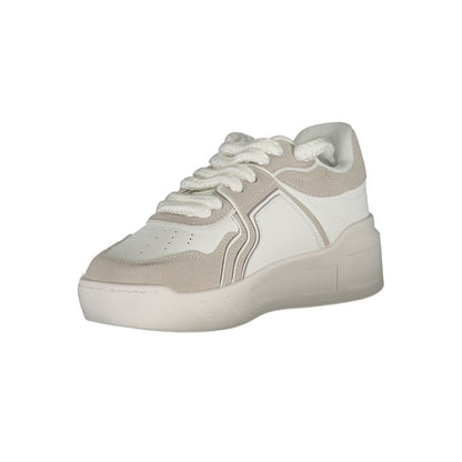 Athletic Sneakers by Gaelle Paris for women in polyester white features an stately silhouette, showcasing the signature athletic style of the Women's Athletic Polyester Sneakers collection with a truly stately finish.