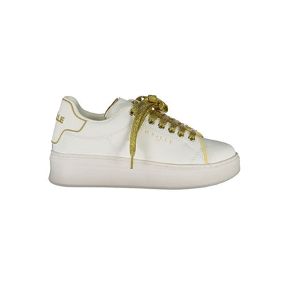 Athletic Sneakers by Gaelle Paris for women in polyurethane white presents a sleek silhouette, perfectly capturing the athletic style essence of City Women's Athletic Polyurethane Sneakers with its sleek design and premium finish.
