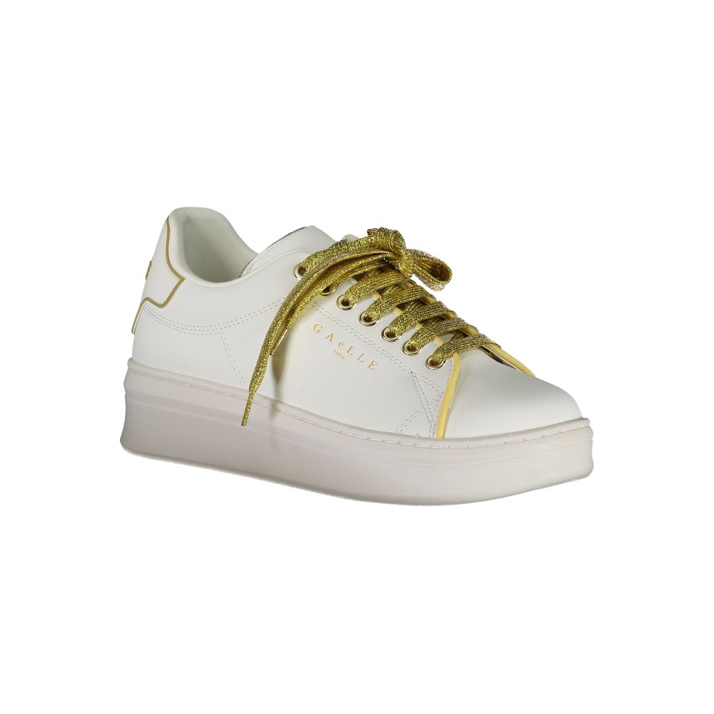 Athletic Sneakers by Gaelle Paris for women in polyurethane white showcases an impeccable silhouette, defined by an impeccable athletic style design that perfectly captures the essence of the City Women's Athletic Polyurethane Sneakers.