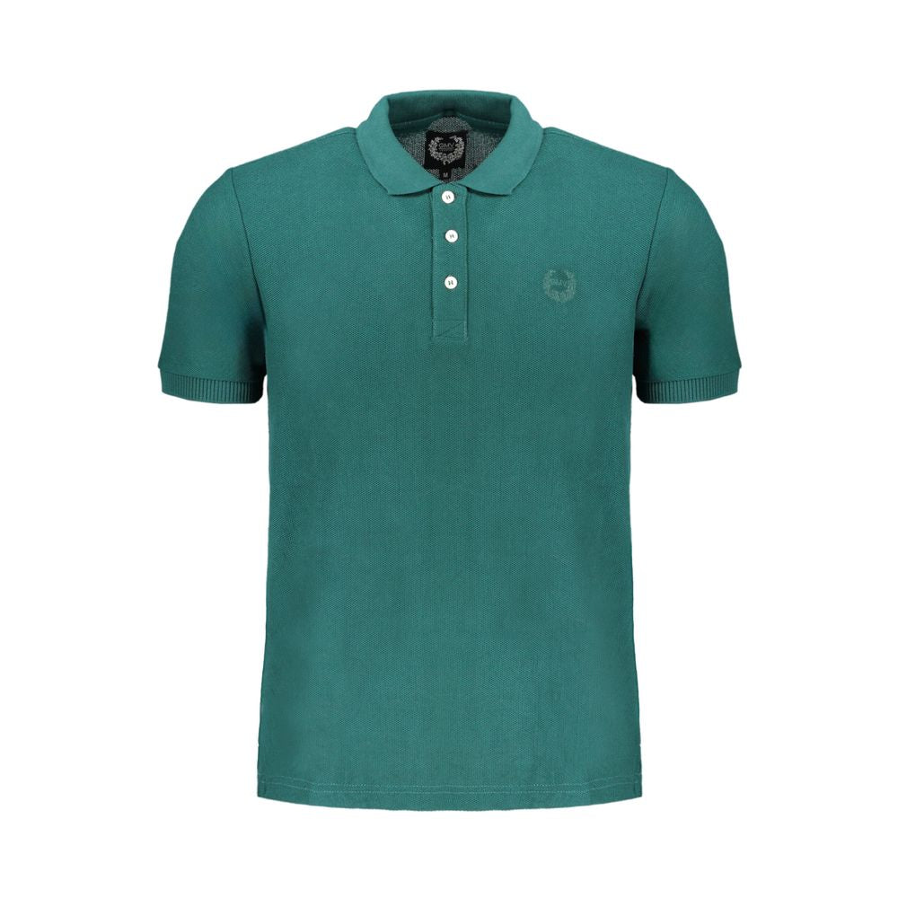 Polo Shirt by Gianmarco Venturi for men in cotton green showcases a sharp silhouette, detailed with a refined and sharp for a sophisticated finish.