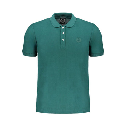 Polo Shirt by Gianmarco Venturi for men in cotton green showcases a sharp silhouette, detailed with a refined and sharp for a sophisticated finish.