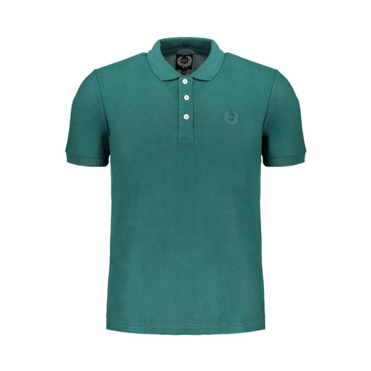 Polo Shirt by Gianmarco Venturi for men in cotton green showcases a sharp silhouette, detailed with a refined and sharp for a sophisticated finish.
