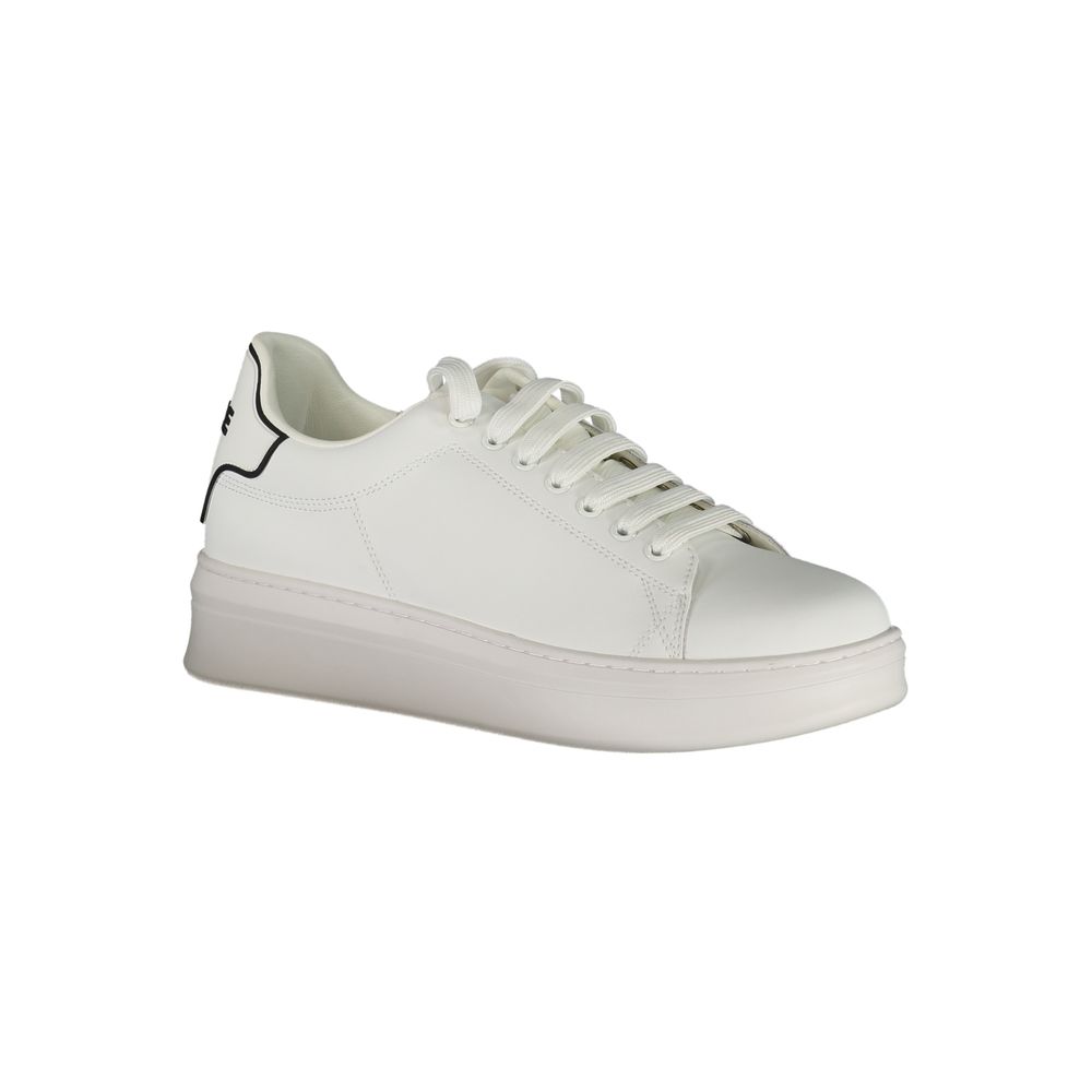 Athletic Sneakers by Gaelle Paris for men in polyethylene white showcases a architectural silhouette, artfully capturing the essence of the Men's Athletic Polyethylene Sneakers with its signature architectural athletic style construction.
