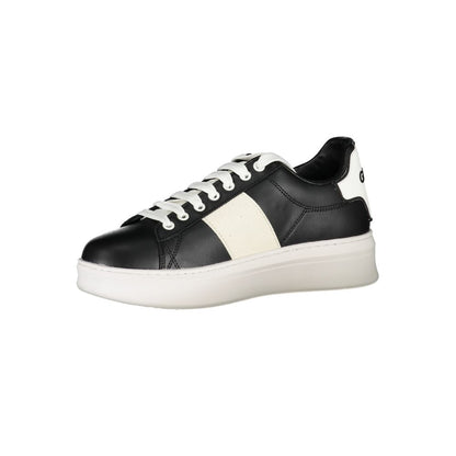 Athletic Sneakers by Gaelle Paris for men in polyurethane black, white & print features an stately silhouette, showcasing the signature athletic style of the Men's Athletic Polyurethane Sneakers collection with a truly stately finish.