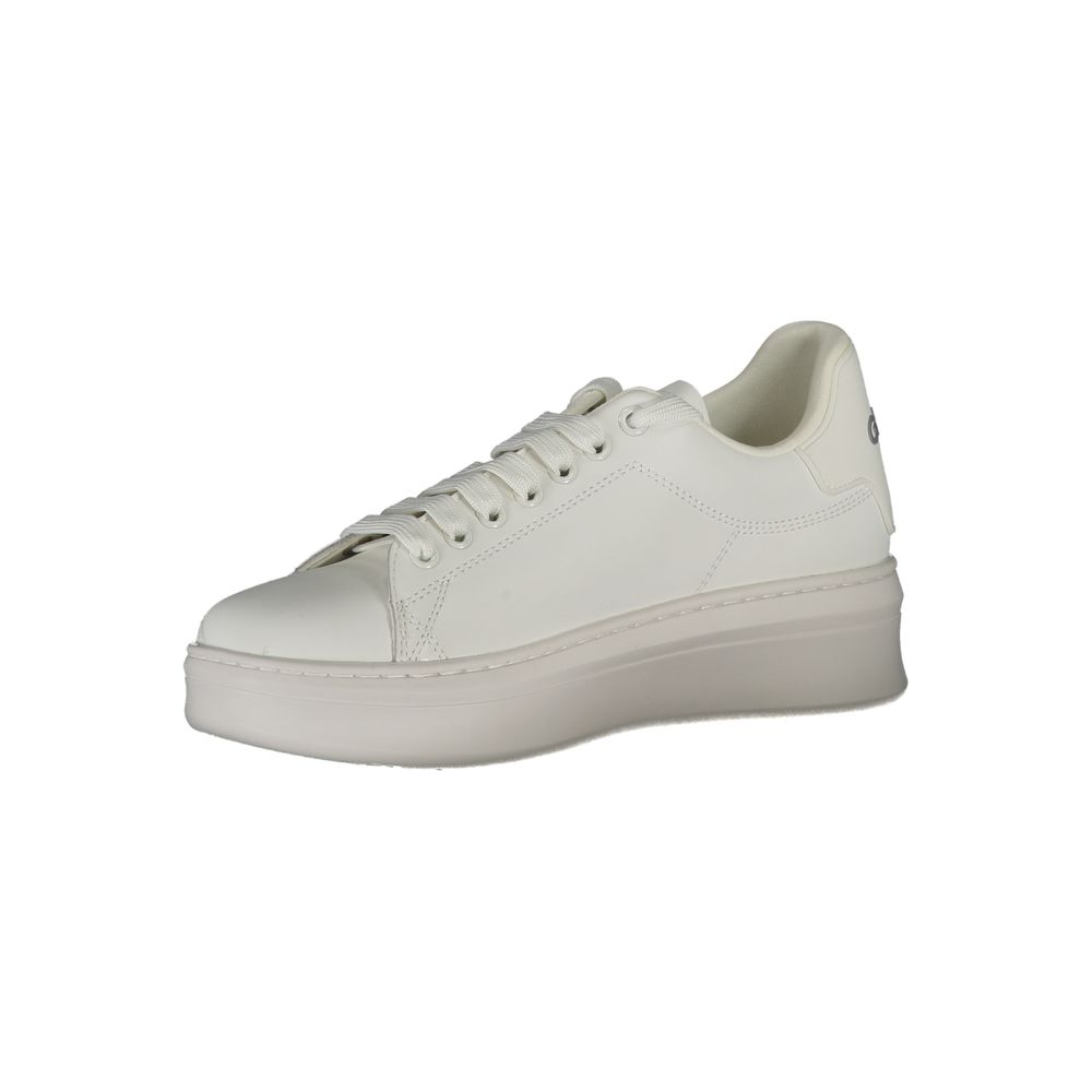 Sneakers by Gaelle Paris for women in leather white presents a sumptuous silhouette from the Women's Fashion Leather Sneakers collection, showcasing a sumptuous fashion style for an elevated aesthetic.