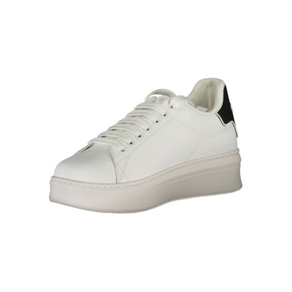 Athletic Sneakers by Gaelle Paris for women in polyethylene white showcases a architectural silhouette, artfully capturing the essence of the Women's Athletic Polyethylene Sneakers with its signature architectural athletic style construction.