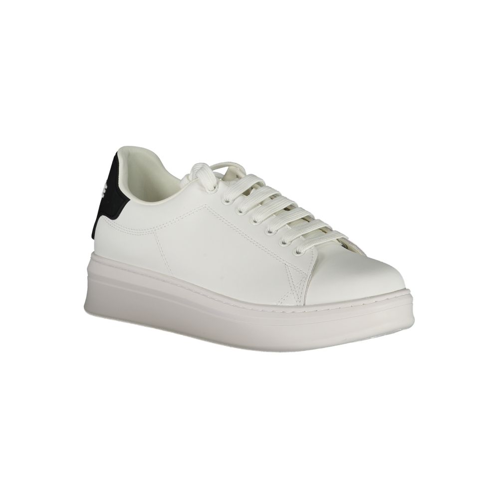 Athletic Sneakers by Gaelle Paris for men in polyurethane white & signature features an architectural silhouette, showcasing the premium athletic style of the Men's Athletic Polyurethane Sneakers with an architectural finish.
