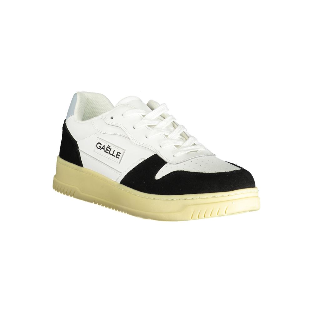 Athletic Sneakers by Gaelle Paris for men in polyester white & print features an architectural silhouette from the Men's Athletic Polyester Sneakers collection, showcasing a architectural athletic style for a architectural look.