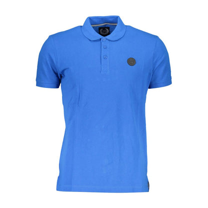 Polo Shirt by Gianmarco Venturi for men in cotton blue presents a distinguished silhouette, showcasing a sophisticated and distinguished short-sleeve for a truly distinguished finish.