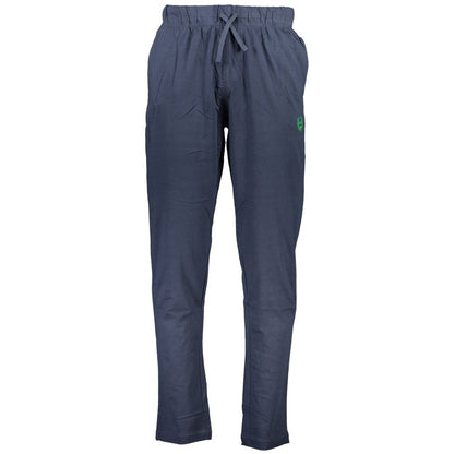 Trousers by Gianmarco Venturi for men in cotton blue features a artisanal silhouette, showcasing a sophisticated athletic with a long and for a artisanal finish.