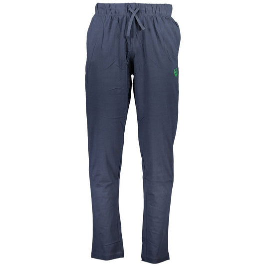 Trousers by Gianmarco Venturi for men in cotton blue features a artisanal silhouette, showcasing a sophisticated athletic with a long and for a artisanal finish.