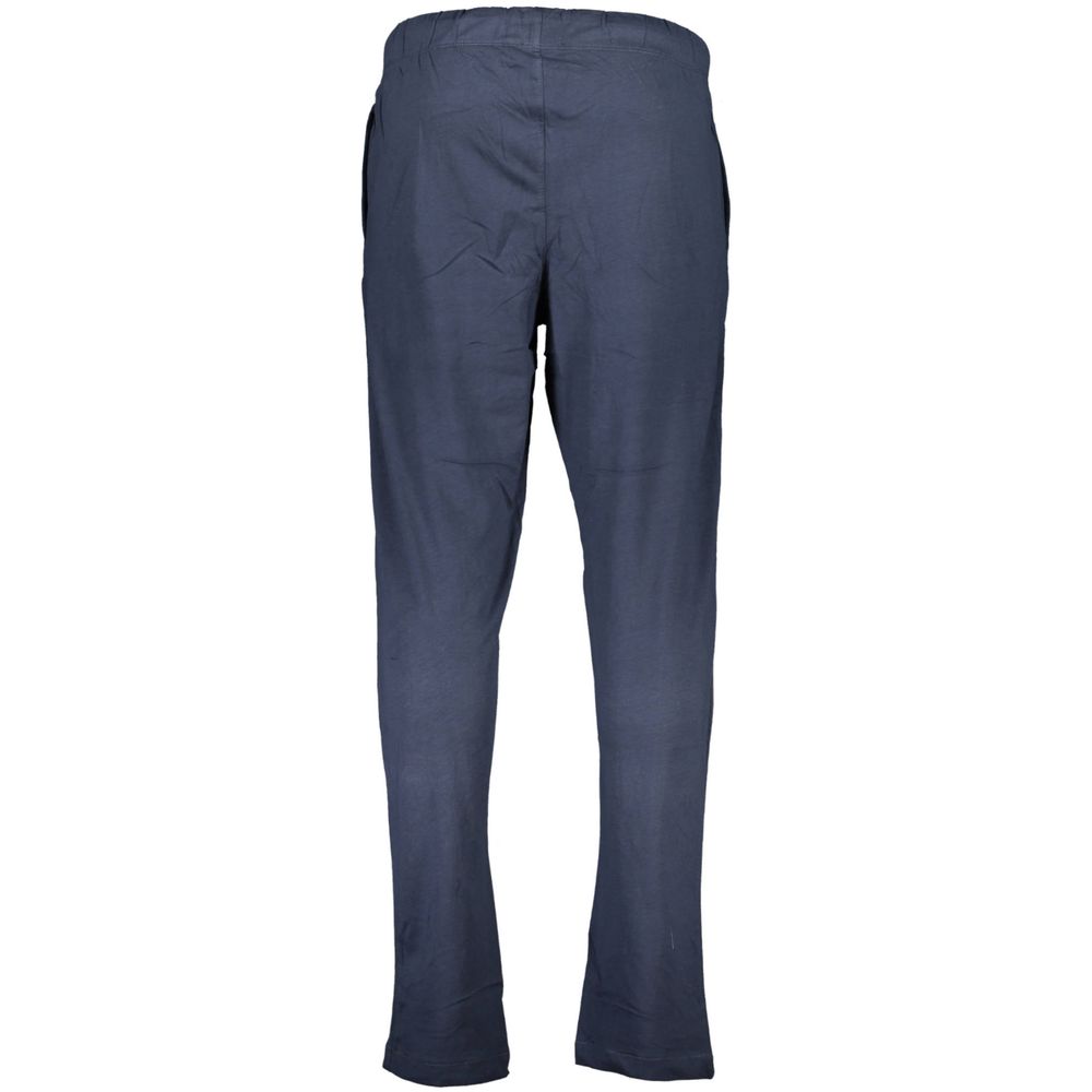 Trousers by Gianmarco Venturi for men in cotton blue features a sculptural silhouette, showcasing a sculptural athletic and long with a sophisticated for a sculptural finish.