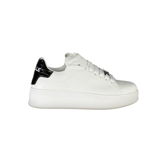 Athletic Sneakers by Gaelle Paris for women in organic cotton & polyurethane gray & white features an architectural silhouette, showcasing the premium athletic style of the Women's Athletic Organic Cotton & Polyurethane Sneakers with an architectural finish.