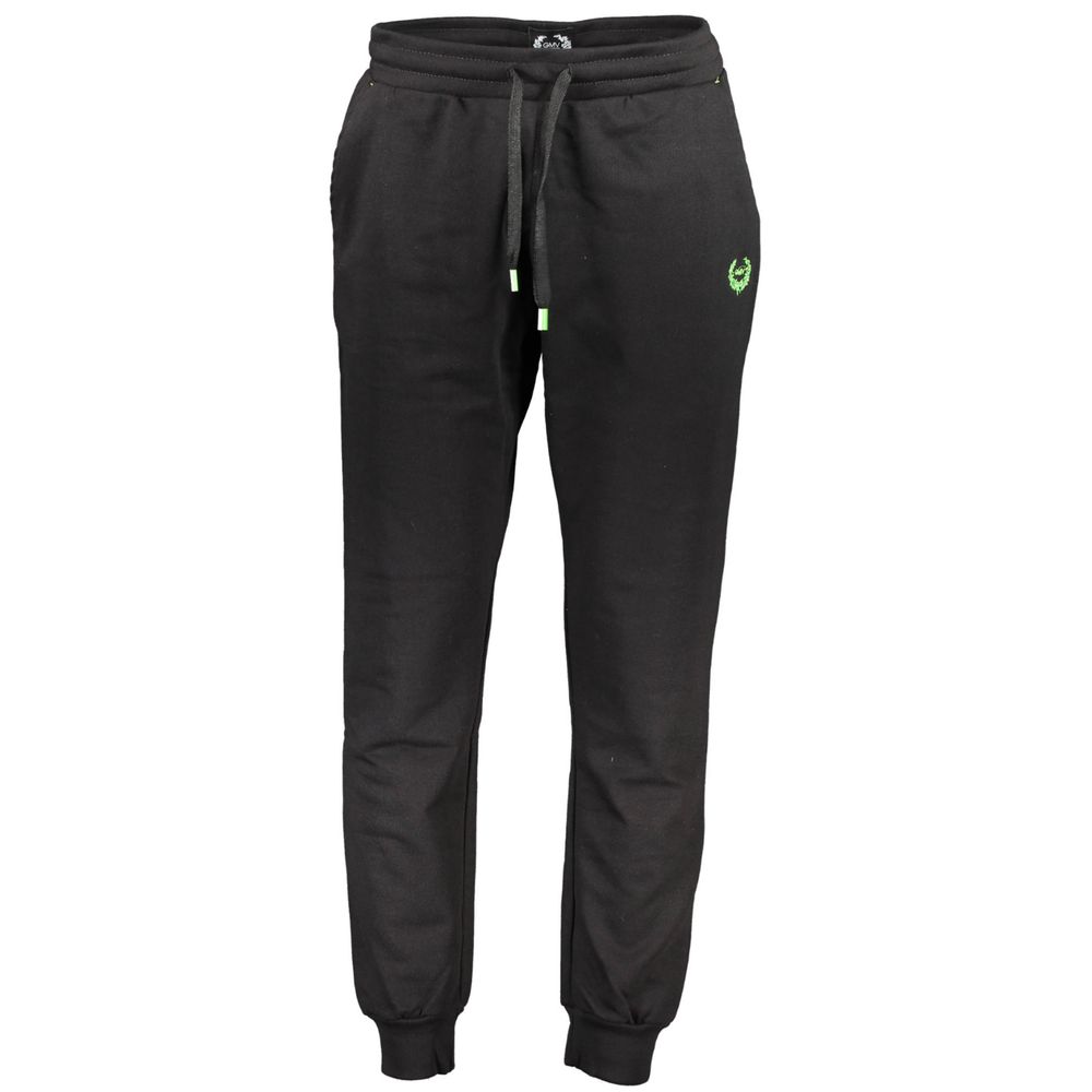 Joggers by Gianmarco Venturi for men in cotton black presents a tailored silhouette, showcasing a tailored athletic and long cut with a refined for a truly tailored aesthetic.