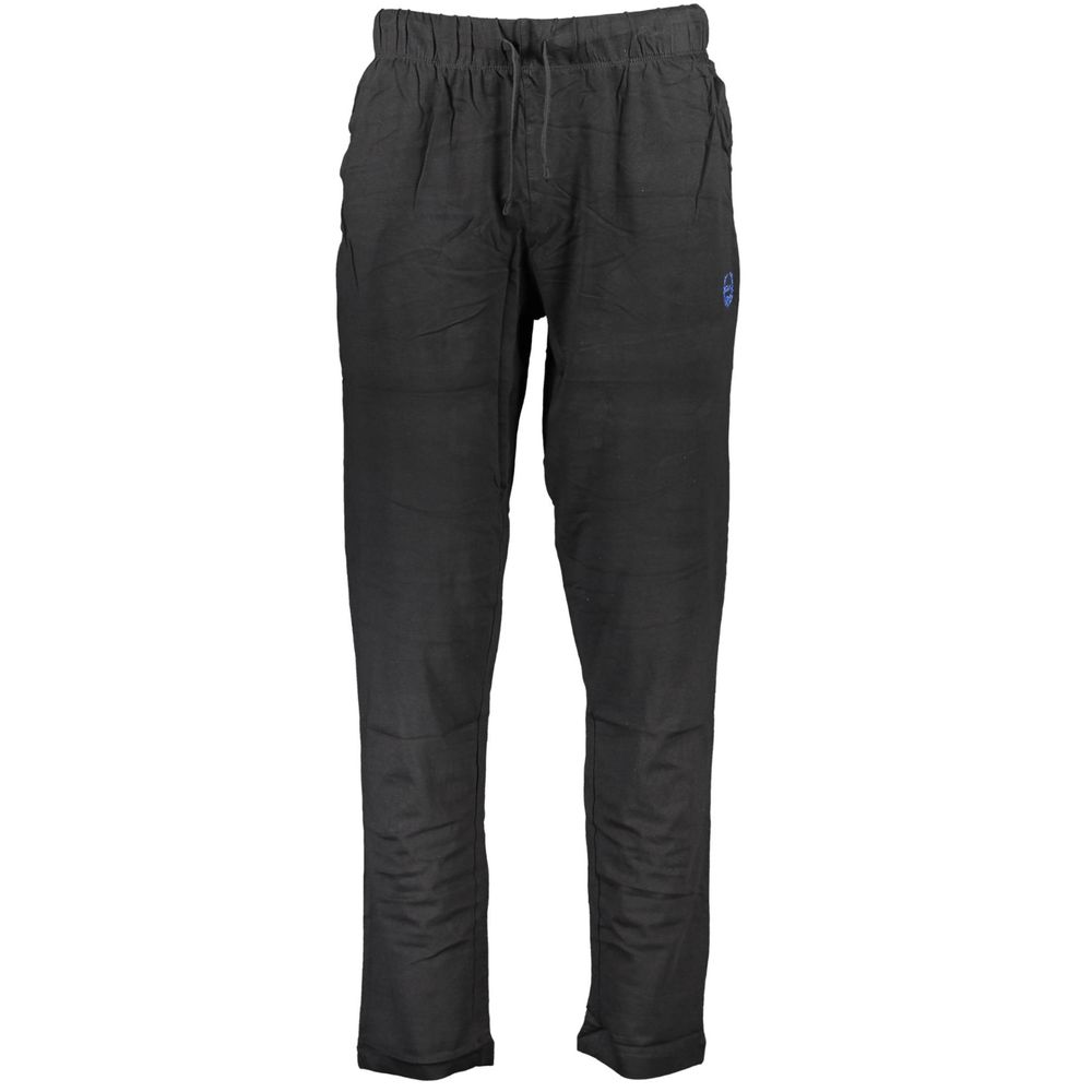 Trousers by Gianmarco Venturi for men in cotton black features a sculptural silhouette, showcasing a sculptural athletic and long with a sophisticated for a sculptural finish.