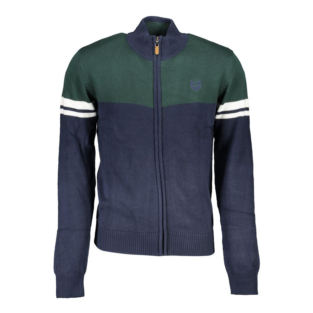 Cardigan by Gianmarco Venturi for men in cotton blue features an crisp silhouette, showcasing a sophisticated and long-sleeve detail for a truly crisp finish.