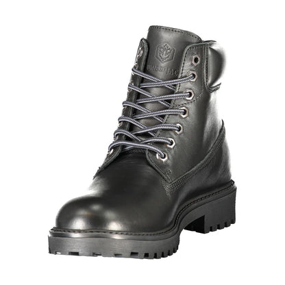 Lace-Up Boots by Lumberjack for men in polyester polyurethane leather black features an dynamic silhouette, showcasing the dynamic Men's Polyester Polyurethane Leather Lace-Up Boots design with its distinctive and elegant .