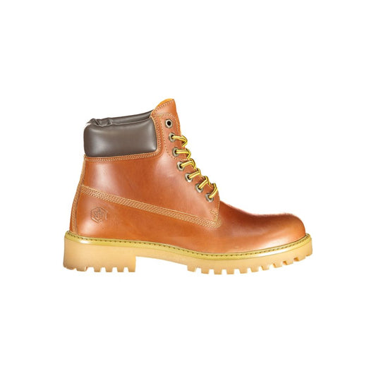 Lace-Up Boots by Lumberjack for men in polyester polyurethane leather brown & print features an dynamic silhouette, showcasing the dynamic Men's Polyester Polyurethane Leather Lace-Up Boots design with its distinctive and elegant .