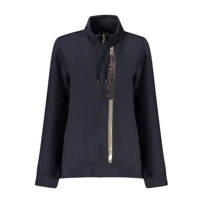 Sweatshirt by Freddy for women in cotton & rhinestone blue features an provocated silhouette, detailed with a provocated and a refined for a sophisticated aesthetic.
