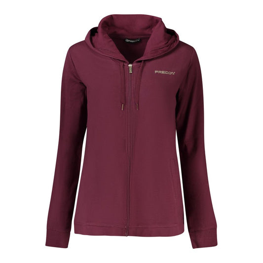 Sweatshirt by Freddy for women in cotton & rhinestone purple features an enviable silhouette, showcasing a premium and refined wide-neck neckline for a truly enviable finish.