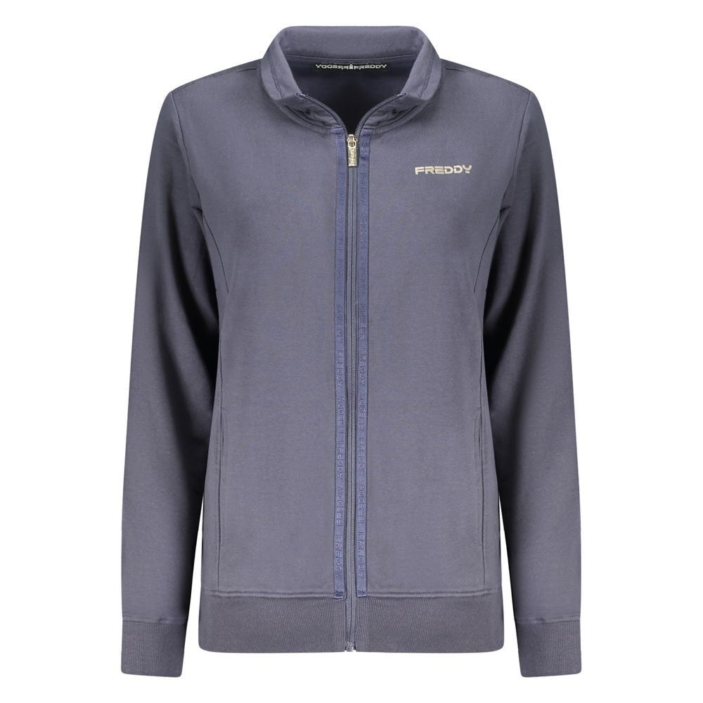 Sweatshirt by Freddy for women in cotton blue & print showcases a slouchy chic silhouette, artfully detailed with a slouchy chic and for a slouchy chic finish.
