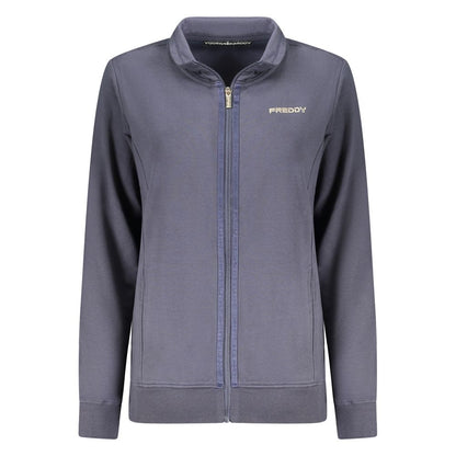 Sweatshirt by Freddy for women in cotton blue & print showcases a slouchy chic silhouette, artfully detailed with a slouchy chic and for a slouchy chic finish.