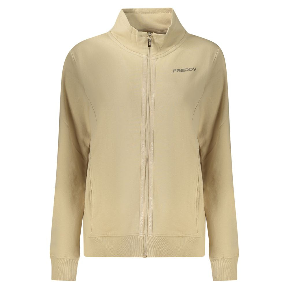 Sweatshirt by Freddy for women in cotton beige & print showcases a slouchy chic silhouette, artfully detailed with a slouchy chic and for a slouchy chic finish.