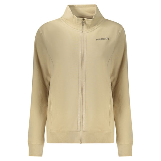 Sweatshirt by Freddy for women in cotton beige & print showcases a slouchy chic silhouette, artfully detailed with a slouchy chic and for a slouchy chic finish.