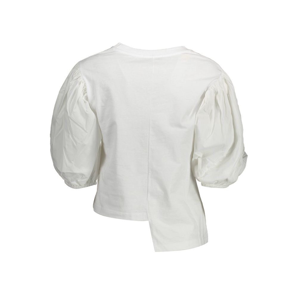 T-Shirt by Gaelle Paris for women in cotton white showcases a unassuming silhouette, artfully detailed with a refined and unassuming for a sophisticated, contemporary look.