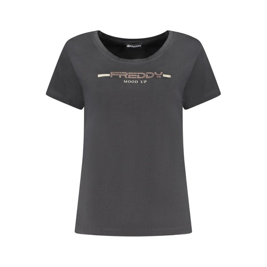 T-Shirt by Freddy for women in cotton & rhinestone black & print features a plush silhouette, showcasing a sophisticated wide-neck neckline and for a truly plush finish.