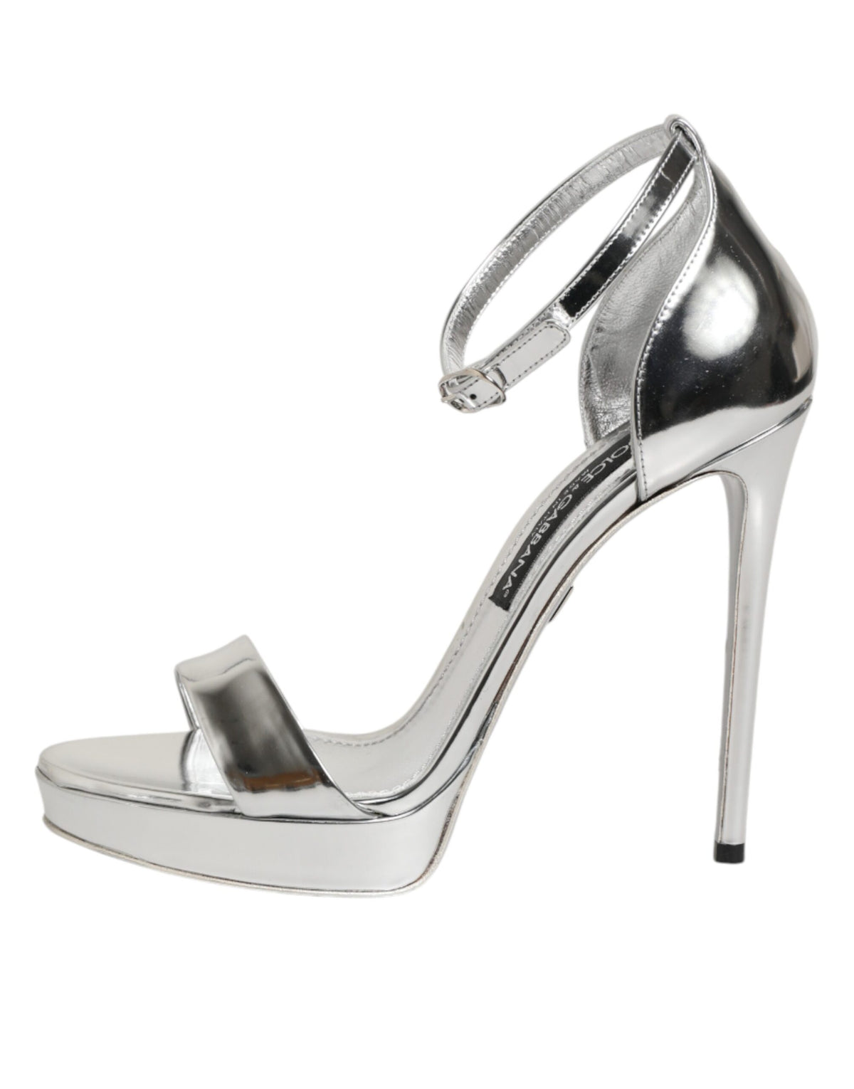 Dolce & Gabbana Women's Polyester Polyurethane & Goat Leather Platform Stiletto Sandals - Silver Signature