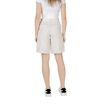 Vila Clothes Women's Nylon & Viscose Bermuda Shorts - Beige