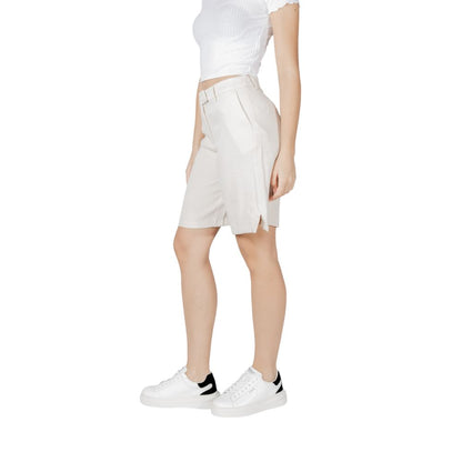 Vila Clothes Women's Nylon & Viscose Bermuda Shorts - Beige