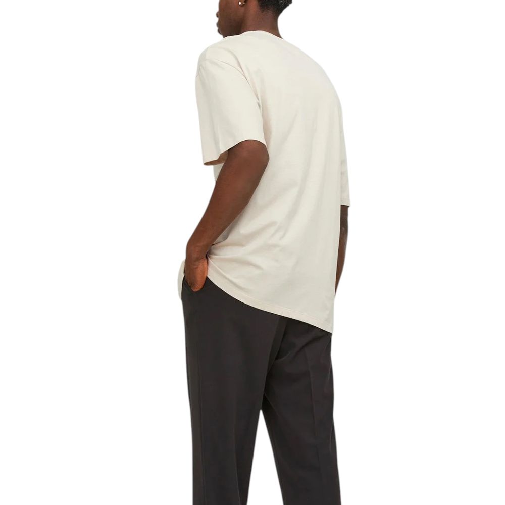 Jack Jones Men's Crew-Neck Cotton Activewear T-Shirt - Beige Natural