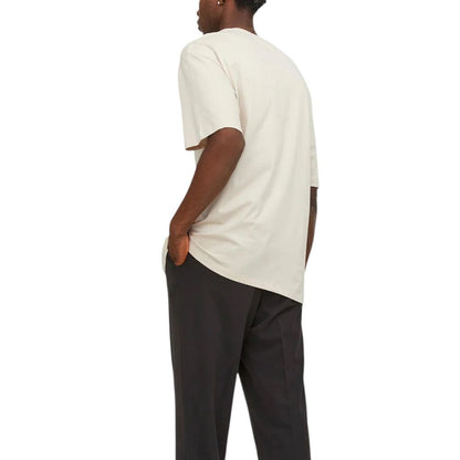 Jack Jones Men's Crew-Neck Cotton Activewear T-Shirt - Beige Natural