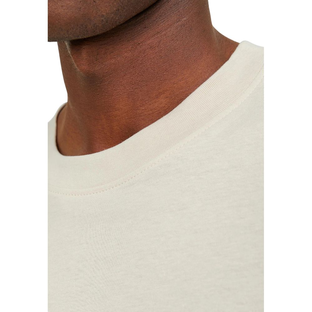 Jack Jones Men's Crew-Neck Cotton Activewear T-Shirt - Beige Natural