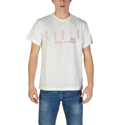 T-Shirt by Replay for men in cotton white showcases a unassuming silhouette, artfully detailed with a refined and unassuming for a sophisticated, contemporary look.