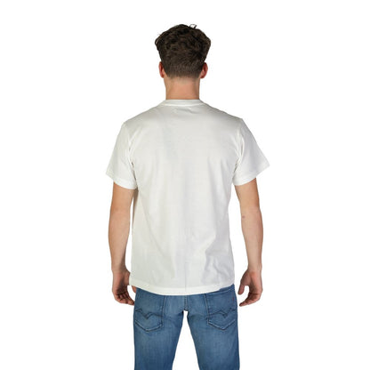 T-Shirt by Replay for men in cotton white showcases a fashionable silhouette, elegantly detailed with a fashionable and for a sophisticated, high-fashion look.