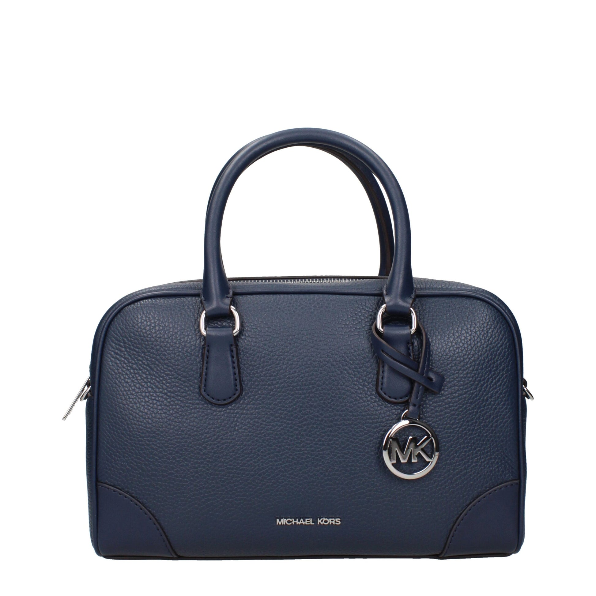 Handbag by Michael Kors for women in leather blue features a signature silhouette, showcasing a secure and signature with versatile adjustable-strap for a sophisticated look.