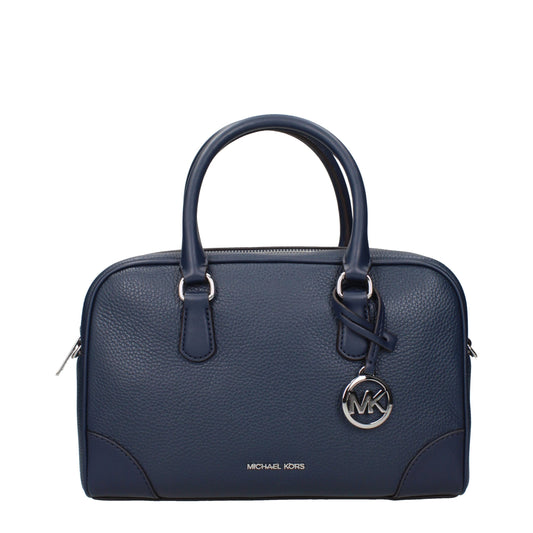 Handbag by Michael Kors for women in leather blue features a signature silhouette, showcasing a secure and signature with versatile adjustable-strap for a sophisticated look.