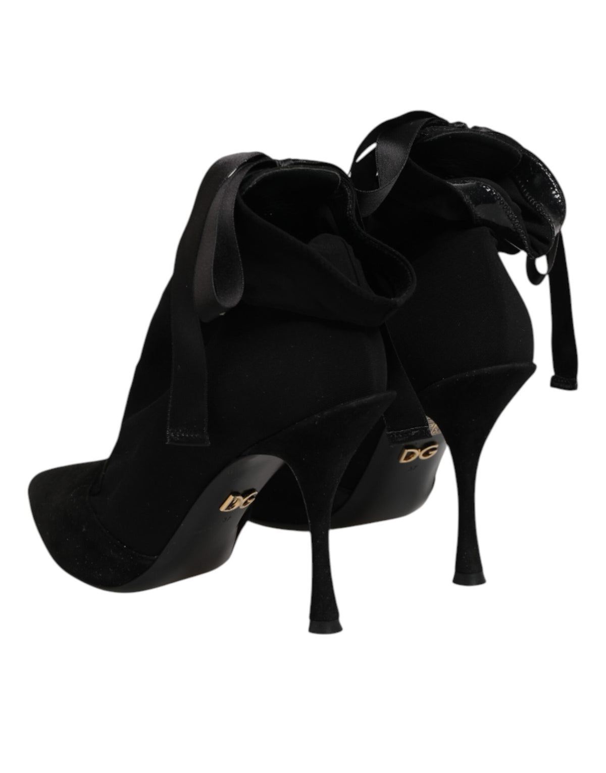 Dolce & Gabbana Women's Viscose & Goat Leather High-Heel Stiletto Lace-Up Ankle Short Boots - Black