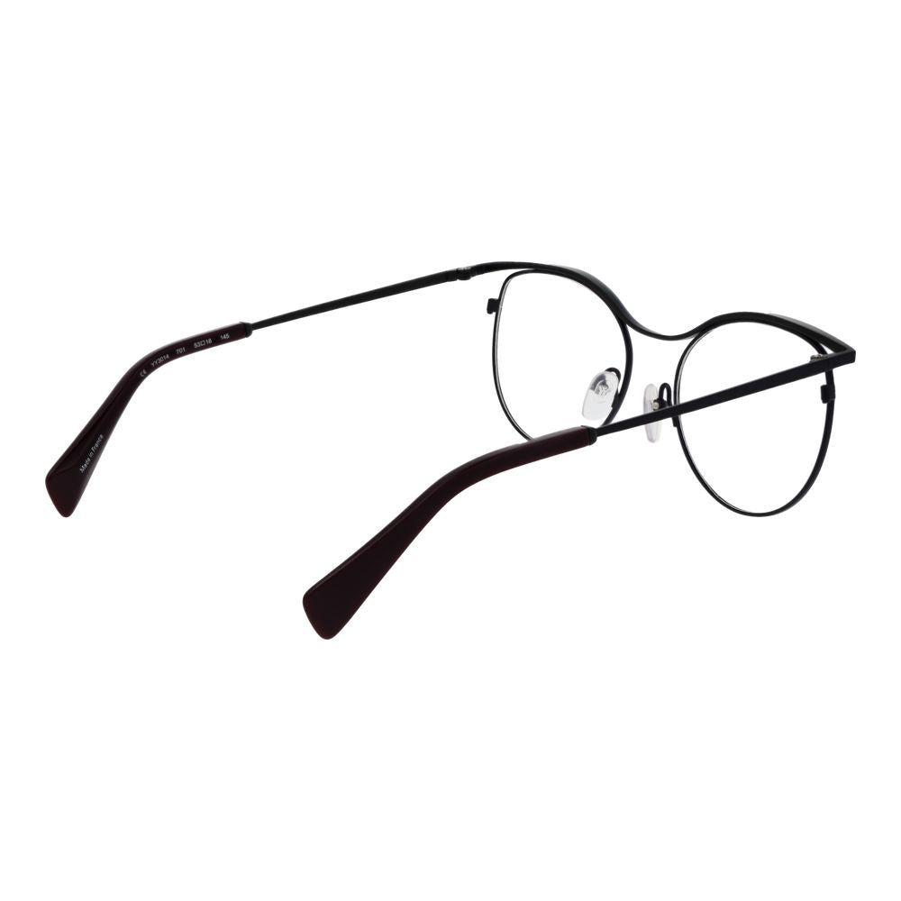 Eyeglasses Frames by Yohji Yamamoto for women in metal black showcases a reflective silhouette, artfully incorporating a sophisticated black coloured frame with a distinct full-frame frame design.