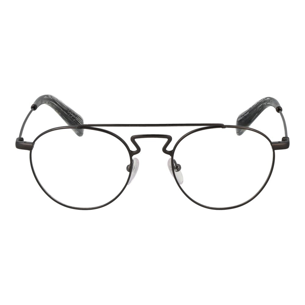 Eyeglasses Frames by Yohji Yamamoto for men in metal and black showcases a refined silhouette, detailed with a black coloured frame finish and a sophisticated full-frame frame design.