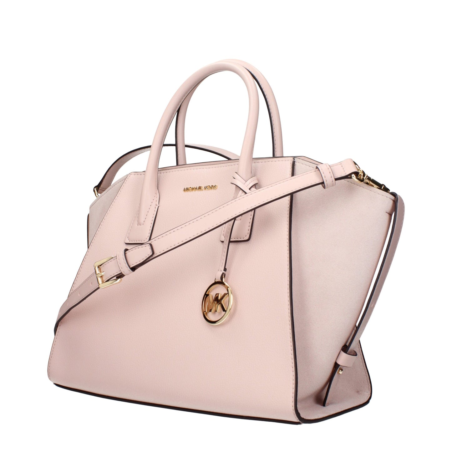 This Handbag by Michael Kors for women in leather and pink presents a sculptural silhouette featuring a secure , ample , and versatile adjustable-strap for a sculptural finish.