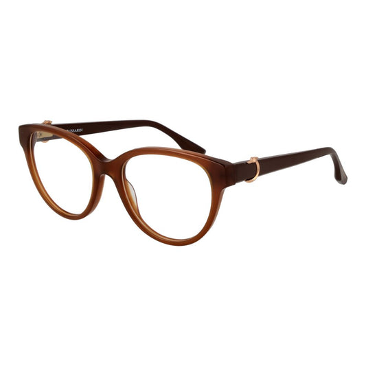 Eyeglasses Frames by Trussardi for women in acetate brown features a refined silhouette, showcasing a refined brown coloured frame and full-frame frame design for a sophisticated, premium look.