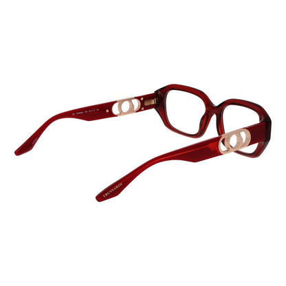 Eyeglasses Frames by Trussardi for women in acetate red features an refined silhouette, showcasing the refined red coloured frame and sophisticated full-frame frame design.